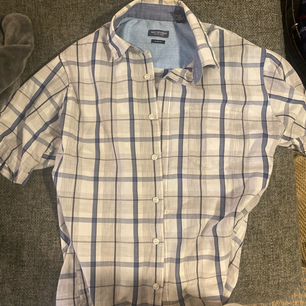 Van Heusen Casual Blue and White Checkered Shirt